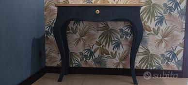 Mobile Ingresso Blu Ottanio e Legno naturale