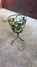 PORTAVASO, VASO, DECORATIVO IN FERRO BATTUTO