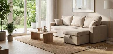 Divano con penisola reversibile beige