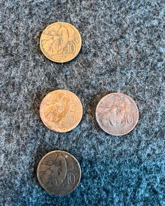 Lotto di 4 monete da 10 centesimi Ape Regno