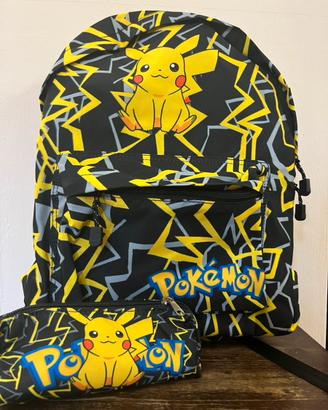 Zaino Pokémon con Pikachu + Astuccio coordinato