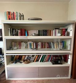 libreria con ante in vetro a scomparsa