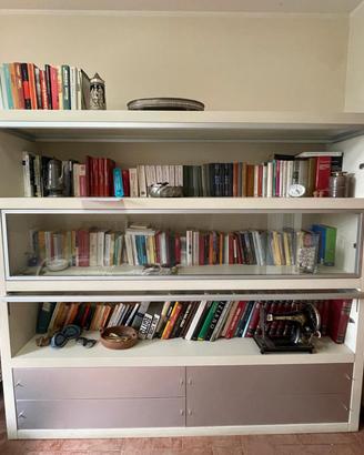 libreria con ante in vetro a scomparsa