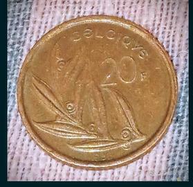 moneta da 20 franchi del 1982 Belgio 