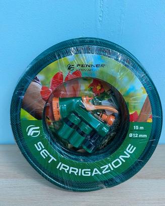 Set irrigazione con pistola, agganci e tubo 15mt 