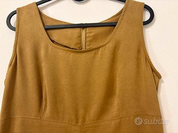 Abito lungo effetto camoscio senape /ocra