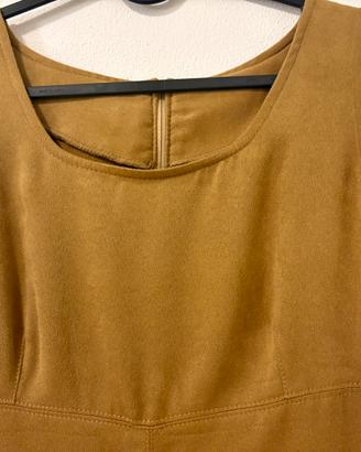 Abito lungo effetto camoscio senape /ocra