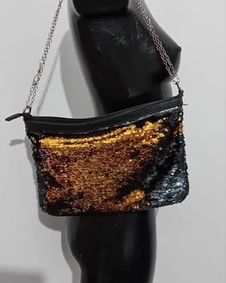 Pochette Zuiki paillettes oro nero 
