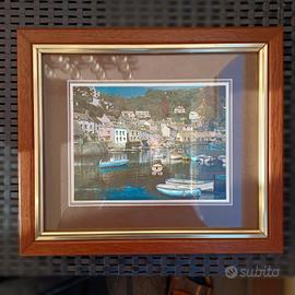 coppia di quadri su lastra con cornice in legno