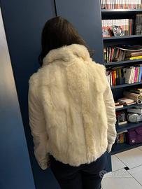 Giubbotto bianco pelliccia lapin reversibile
