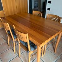 Tavolo legno 140x80 allungabile+6 sedie
