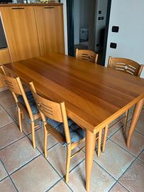 Tavolo legno 140x80 allungabile+6 sedie