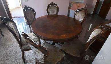 Tavolo tondo con sedie stile Barocco