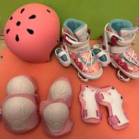 Pattini a Rotelle Bambina 26, 27, 28, 29. Casco.