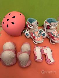 Pattini a Rotelle Bambina 26, 27, 28, 29. Casco.