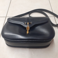 Borsa nera a tracolla in pelle