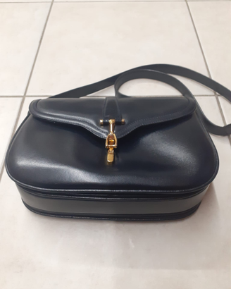 Borsa nera a tracolla in pelle