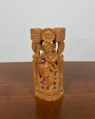 Scultura indiana vintage in legno intagliato mano