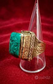 Anello lavorato a mano in ottone, turchese unisex