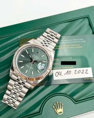 Rolex Datejust 41 Verde Menta, Full set,Si Permute