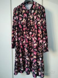Vestito da donna nero fantasia floreale nuovo