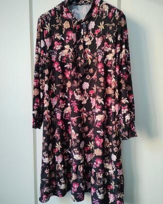Vestito da donna nero fantasia floreale nuovo