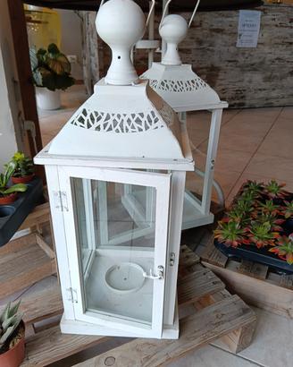 coppia lanterne in legno e ferro white