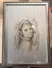 Quadro Vintage "Ritratto di Giovane Donna"