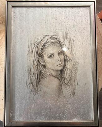 Quadro Vintage "Ritratto di Giovane Donna"