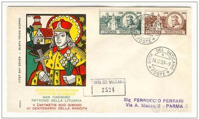 Vaticano - busta fdc  San Casimiro - 1959