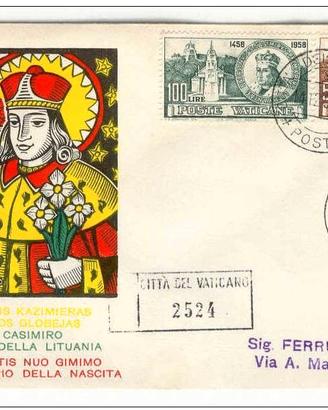 Vaticano - busta fdc  San Casimiro - 1959