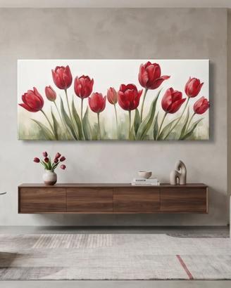 Quadro Moderno Dipinto a Mano - Tulipani Rossi
