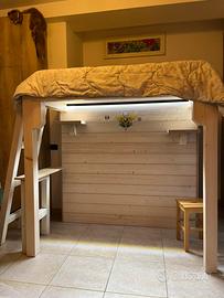 Letto a soppalco con gavone armadio