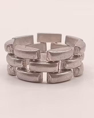 anello maglia muro Stena  argento testato mid 18