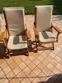 coppia sdraio in legno vintage