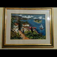 Quadro ricamato a mano a mezzo punto