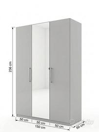 Armadio 3 ante, 236x150x60
