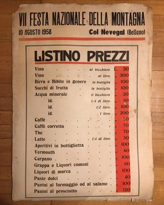 Listino prezzi