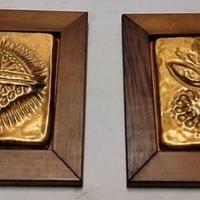 Cottoveneto,set 2 quadretti"Pesce palla/Erbario"