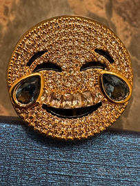 Anello smile hip-hop ice out oro argento iced out