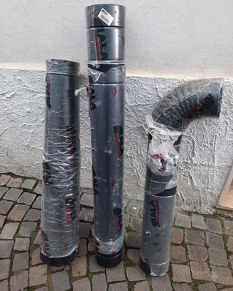 3 TUBI + CURVA  SMALTATO ALA PER STUFE IN BLOCCO
