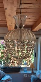 Lampadario a mongolfiera vetro soffiato e cristall