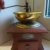 Antico Macina Caffè pregiata fattura Legno Ottone