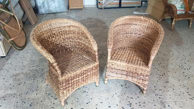 Coppia di sedie in rattan