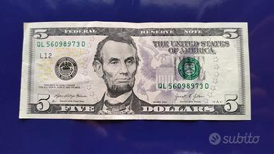 Banconota da 5 Dollari USA serie 2021