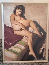 Quadro vintage olio nudo femminile Arte Erotica 