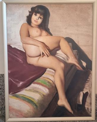 Quadro vintage olio nudo femminile Arte Erotica 