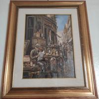 quadro : vicolo di Napoli..vecchio che legge 