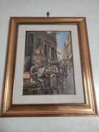 quadro : vicolo di Napoli..vecchio che legge 