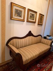 Divano d'epoca in legno stile Luigi Filippo